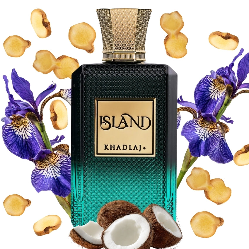 Dettaglio packaging Island fragranza tropicale con ananas cocco e sandalo