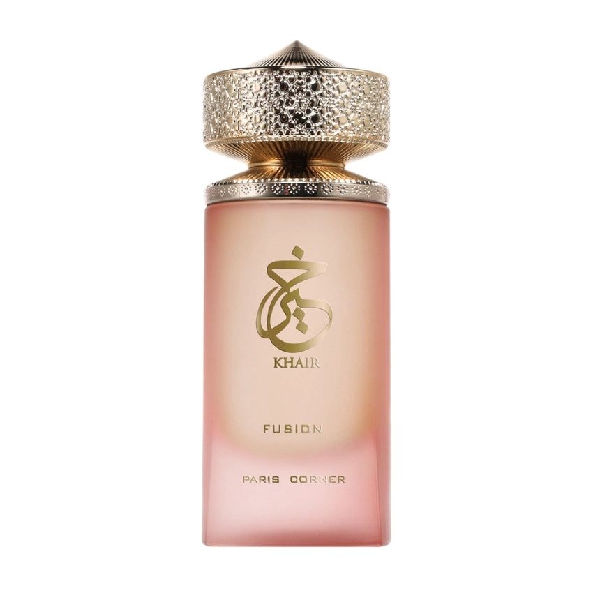 Bottiglia Khair Fusion profumo unisex fruttato floreale gourmand Amira Essence