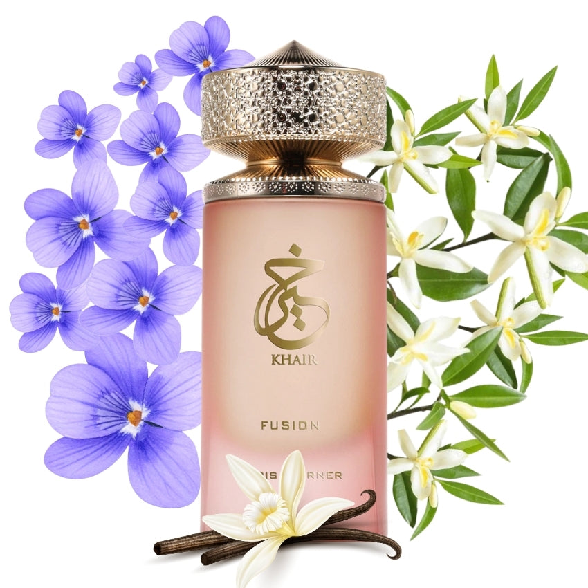 Khair Fusion profumo unisex con note litchi mela ribes nero Amira Essence
