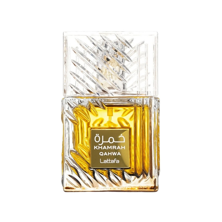 Bottiglia Khamrah Qahwa profumo unisex speziato gourmand orientale Amira Essence